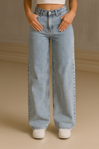 Blush Bow Wide-Leg Denim