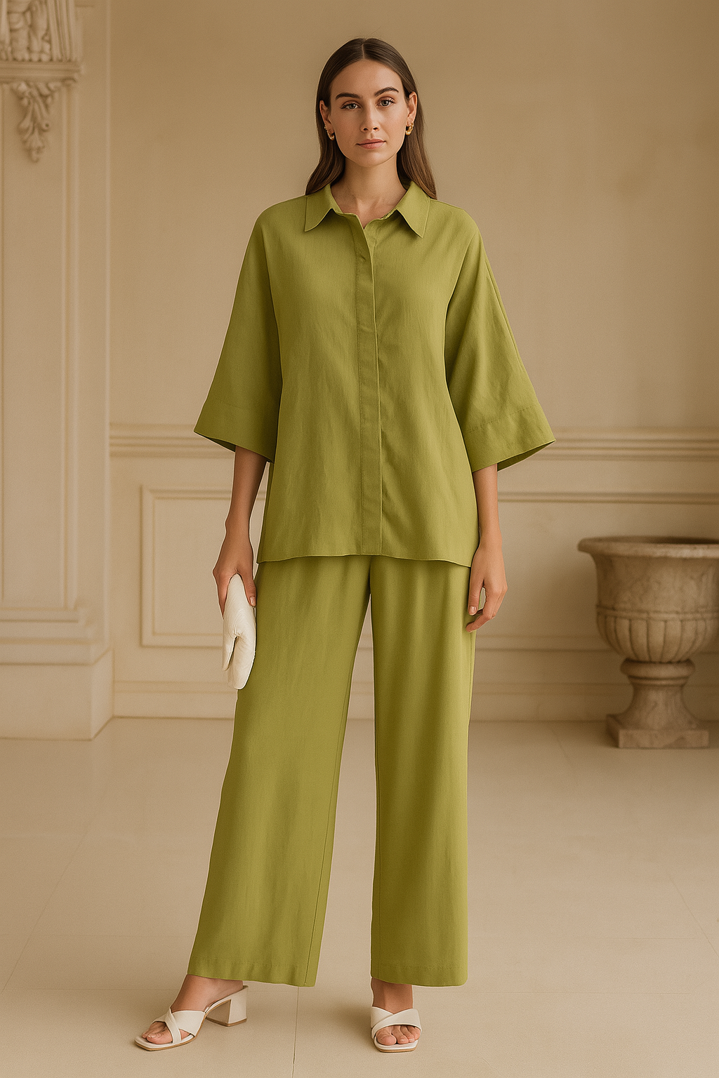 Chic Olive Breeze Linen Co-Ord Set
