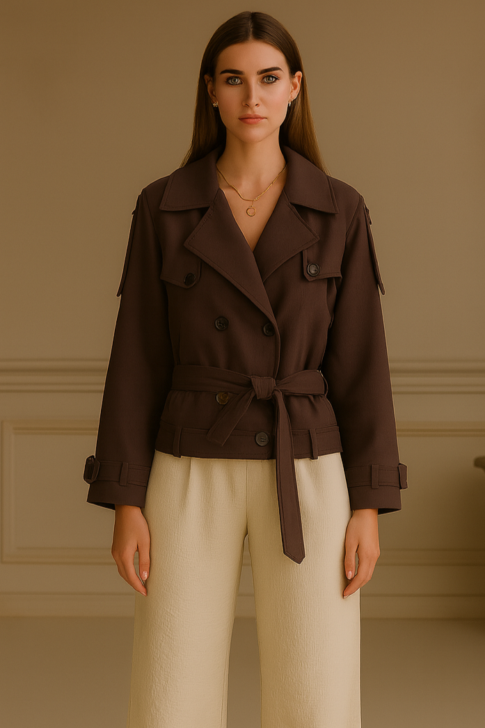Mocha Trench Tie Jacket