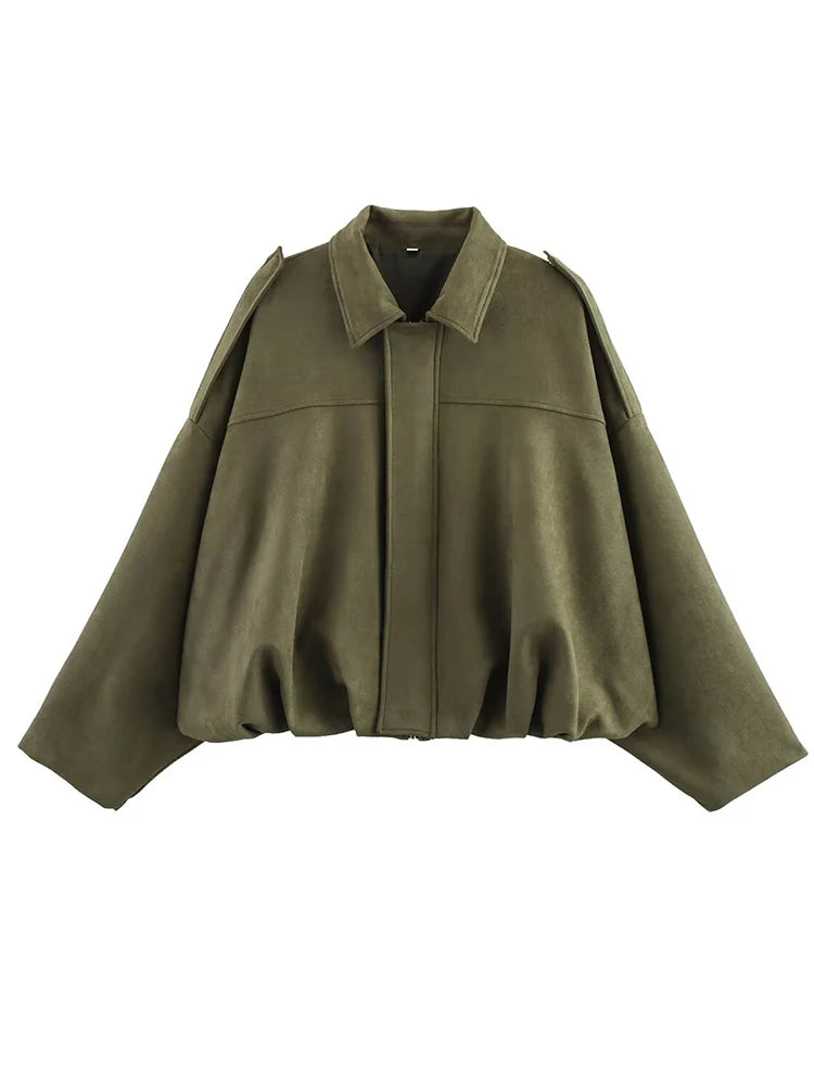 Olive Balloon-Cut Jacket – Autumn Luxe Edition